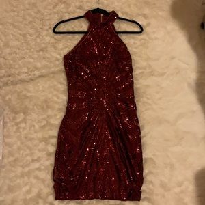 short party burgundy dress